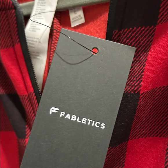 Fabletics Red and Black Checkered Onesie with hood NWT and POCKETS! - Picture 7 of 7